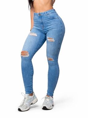 FITJEANS XL High Waisted Skinny Regular 0445 V2 4 Hole Ripped light wash